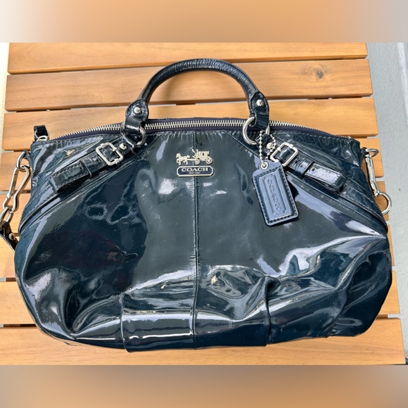 Coach Sophia Bag Medium Blue Patent Leather - Picture 2 of 13